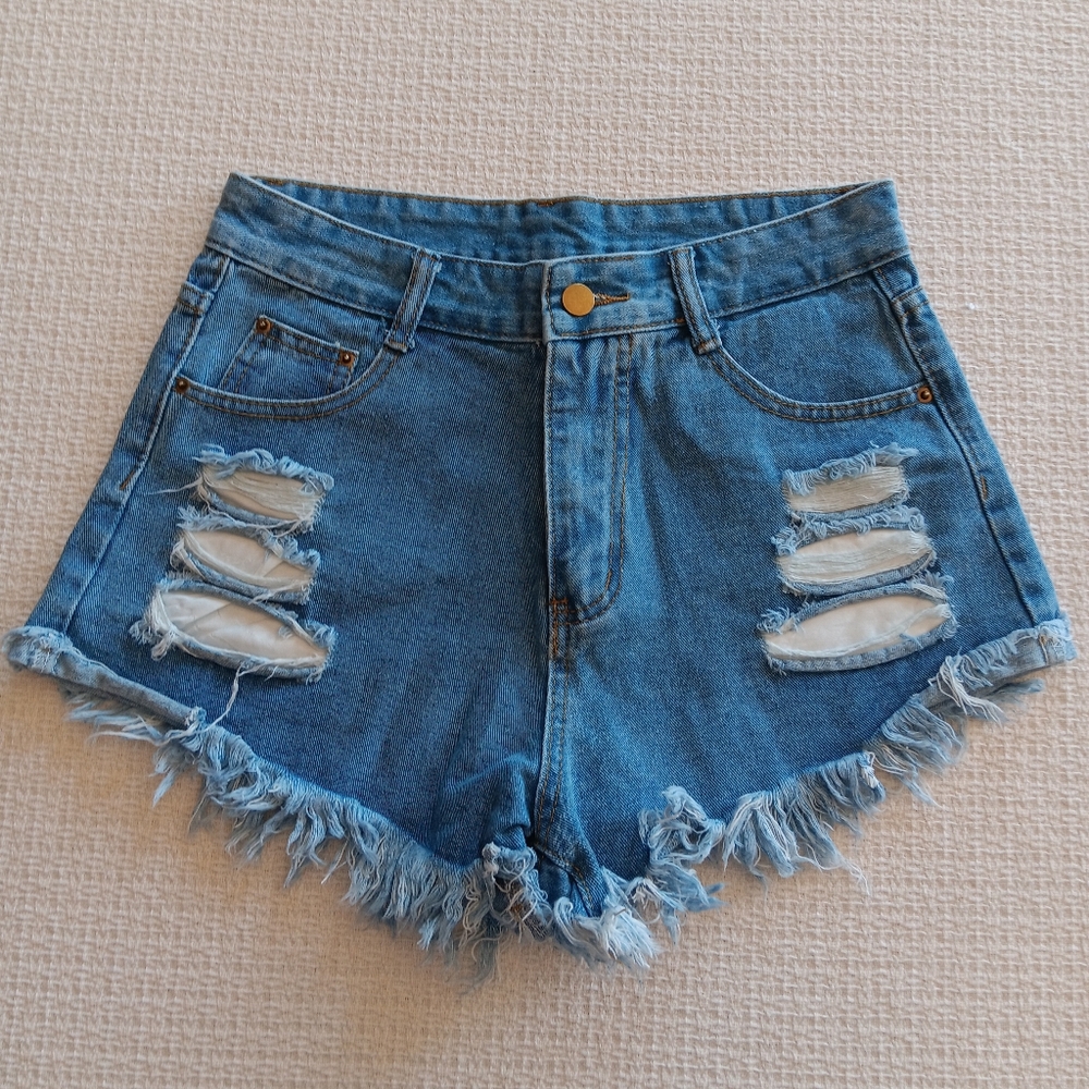 SHEIN Women's Distressed Cut Off Denim Shorts - Medium (6)